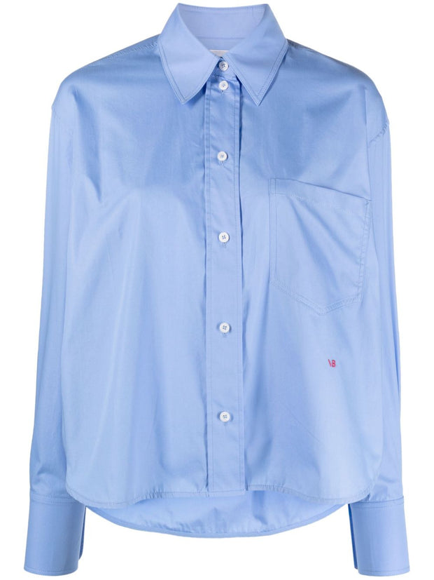 Victoria Beckham Cotton Cropped Shirt - Clear Blue