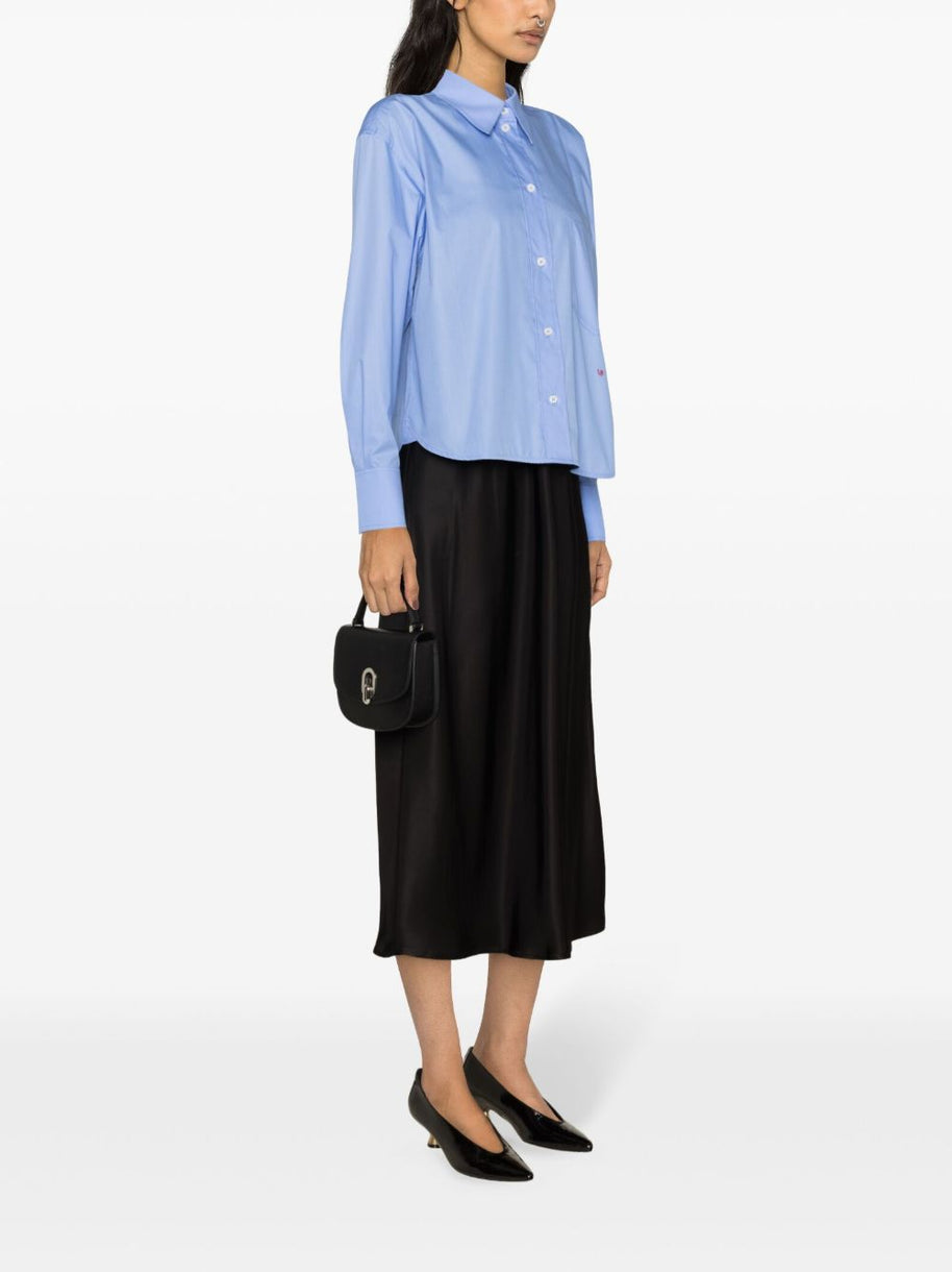 Victoria Beckham Cotton Cropped Shirt - Clear Blue