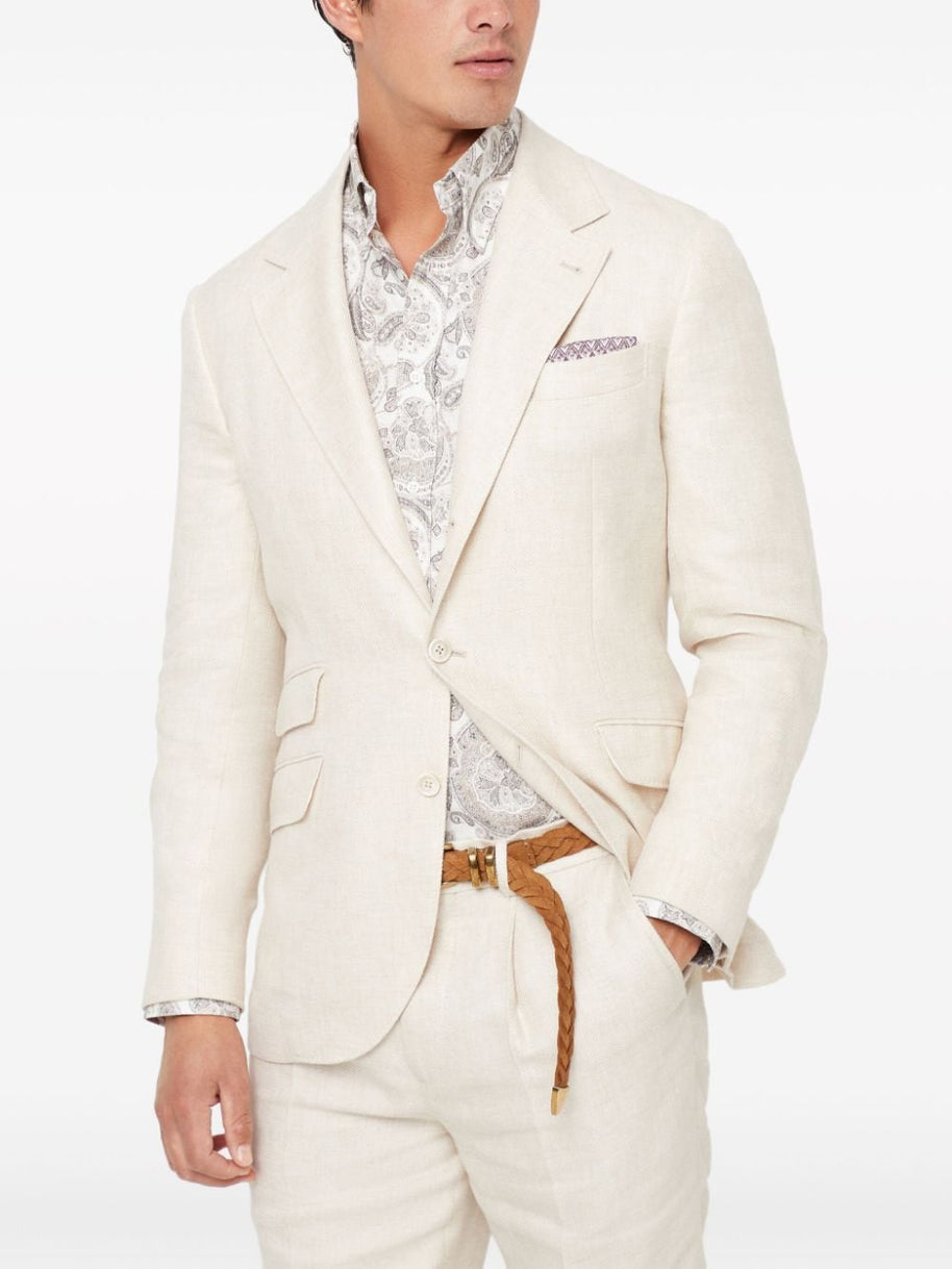 Brunello Cucinelli Linen Single-breasted Jacket - Beige