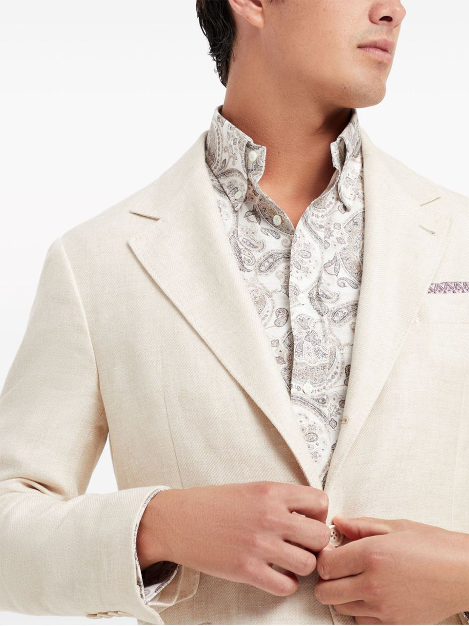 Brunello Cucinelli Linen Single-breasted Jacket - Beige