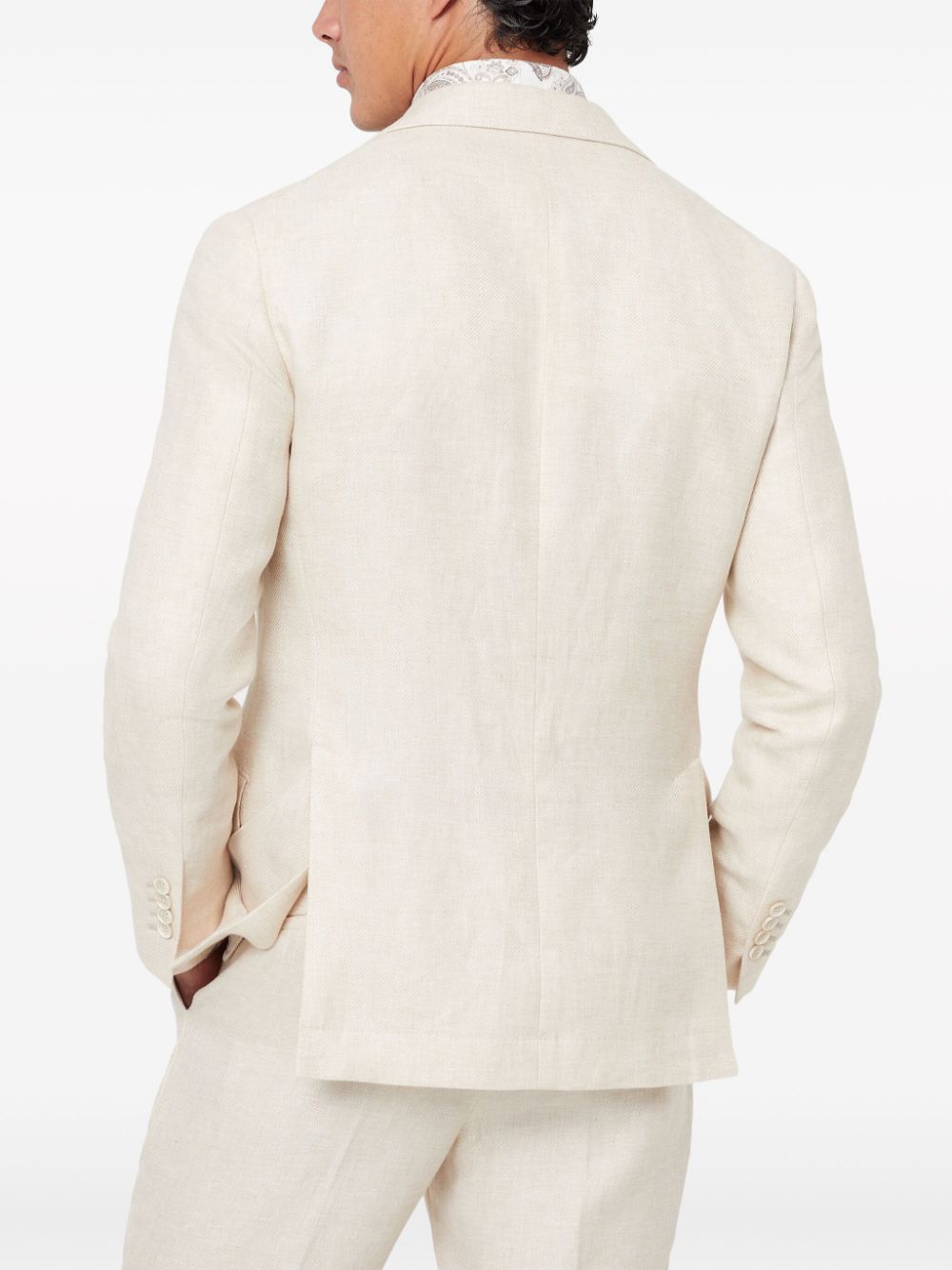 Brunello Cucinelli Linen, Wool And Silk Diagonal Deconstructed Cavallo Blazer