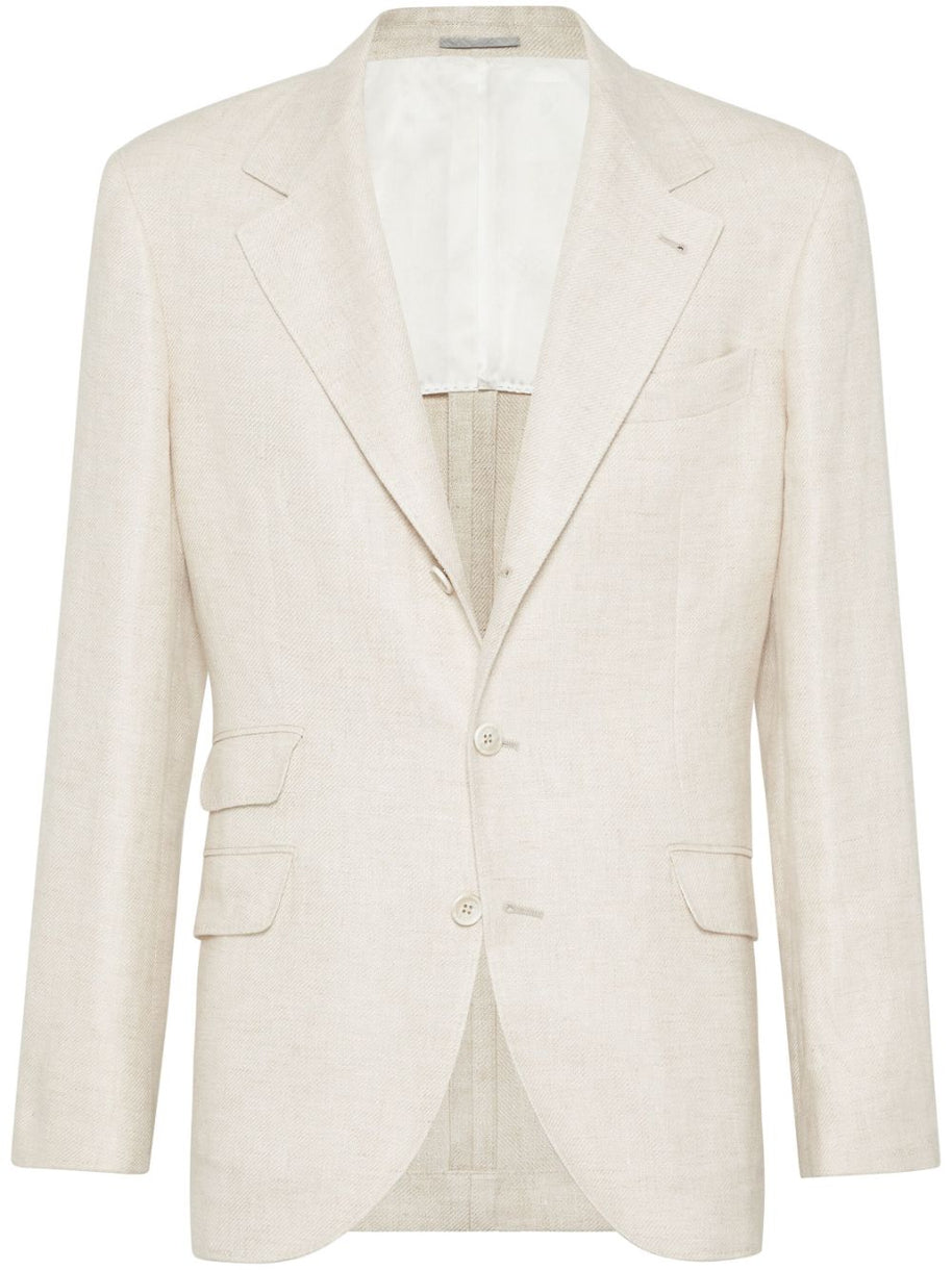 Brunello Cucinelli Linen Single-breasted Jacket - Beige