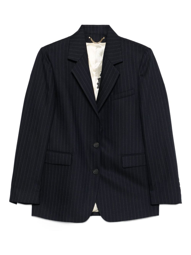 Golden Goose Wool Oversized Pinstripe Jacket Blue