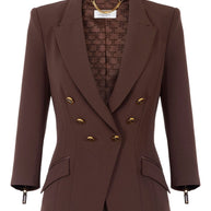 Elisabetta Franchi Single-breasted Jacket - Brown