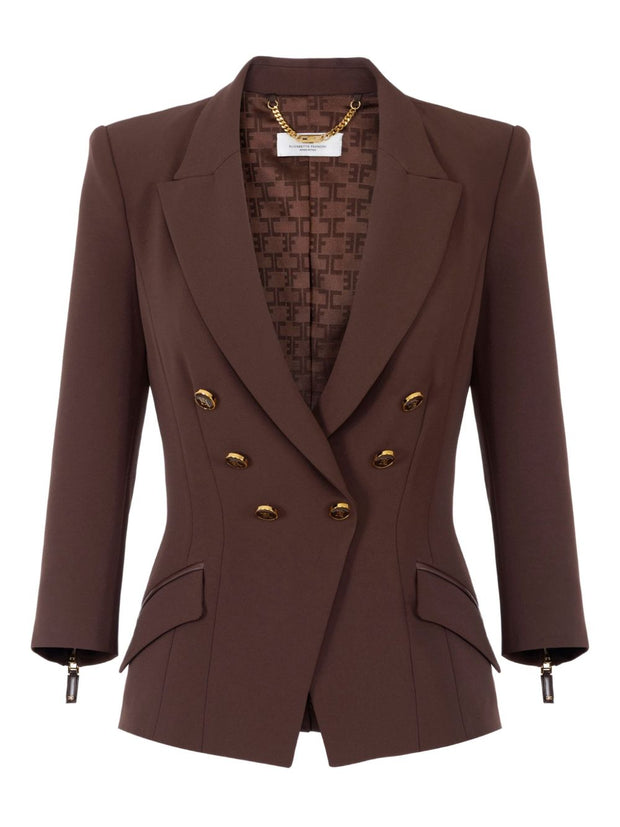 Elisabetta Franchi Single-breasted Jacket - Brown