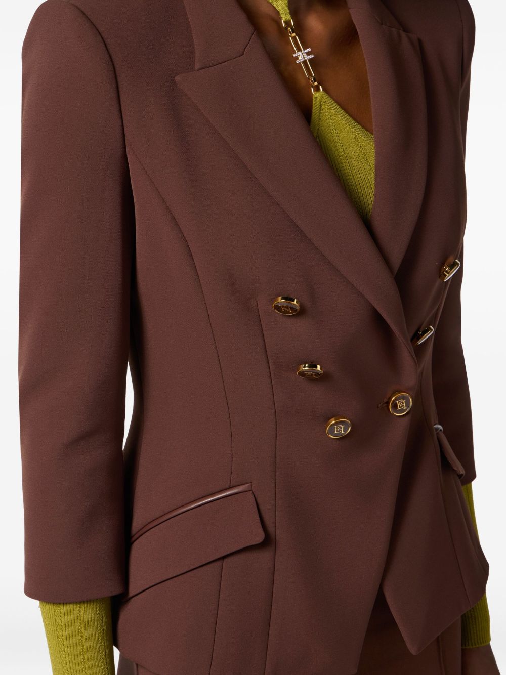 Elisabetta Franchi Single-breasted Jacket - Brown