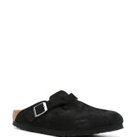 Birkenstock Boston Suede Leather Slippers Black