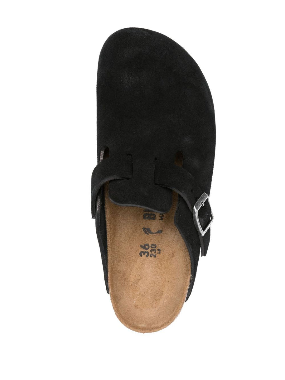 Birkenstock Boston Suede Leather Slippers Black
