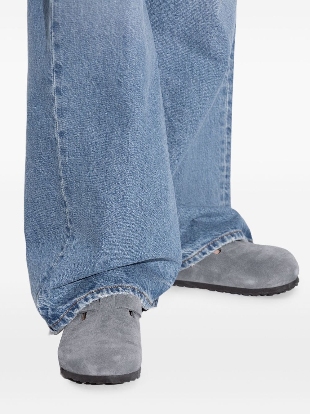 Birkenstock Boston Suede Leather Slippers Grey