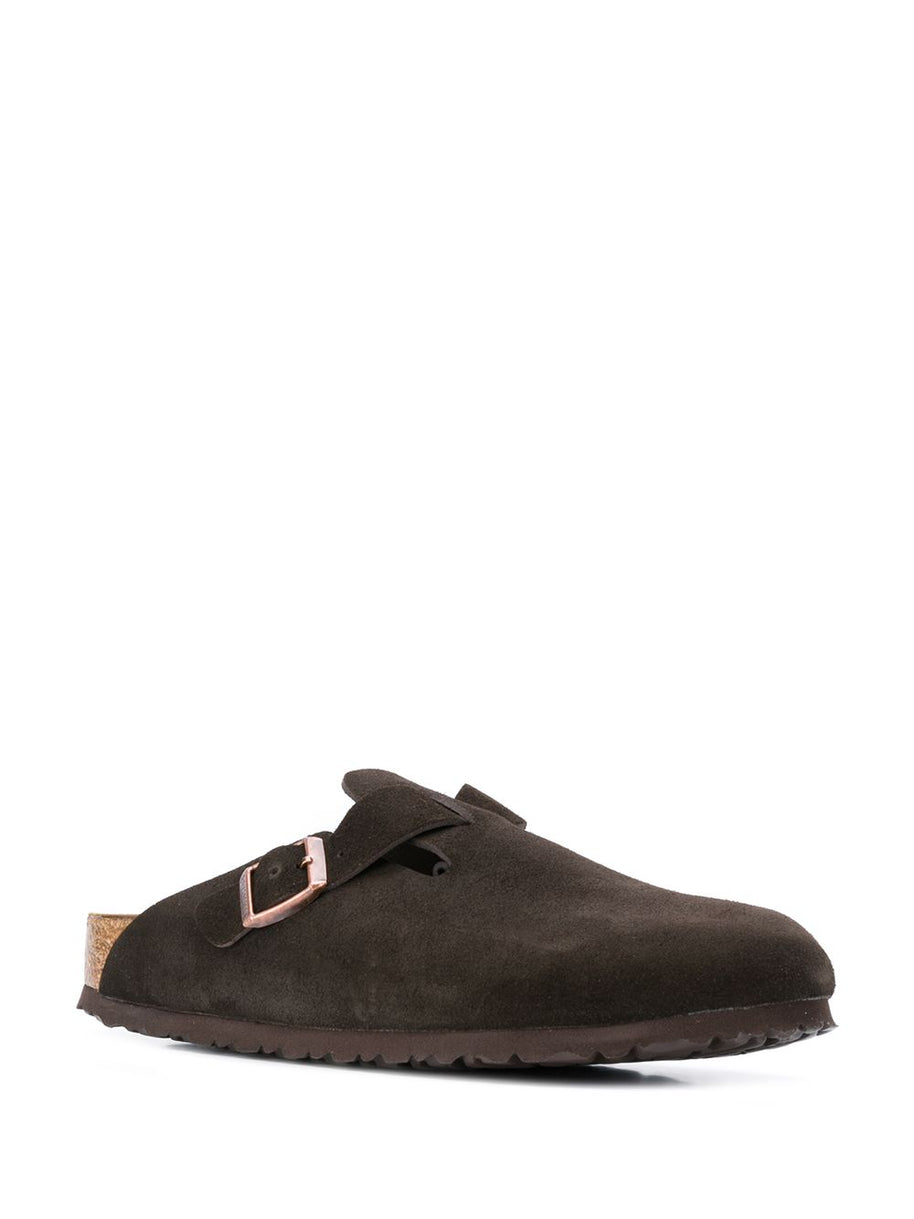 Birkenstock Boston Suede Leather Slippers Brown
