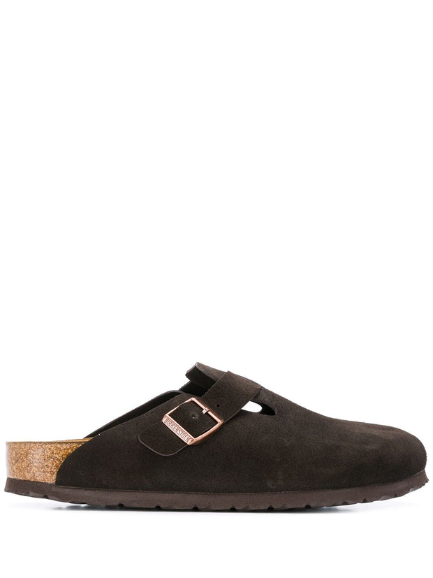 Birkenstock Boston Suede Leather Slippers Brown