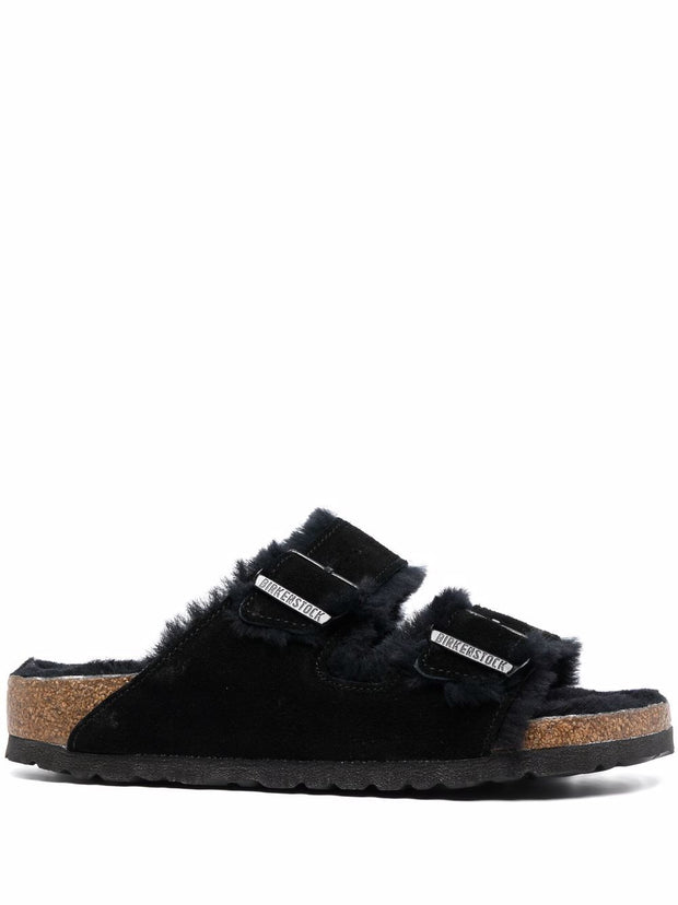 Birkenstock Arizona Shearling Suede Sandals Black