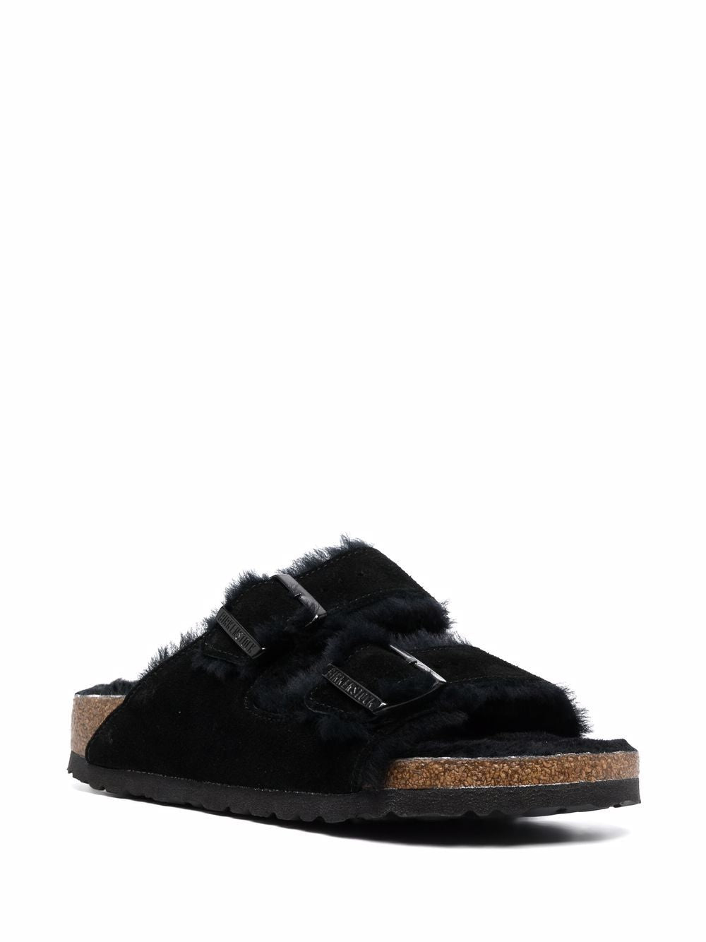 Birkenstock Arizona Shearling Suede Sandals Black