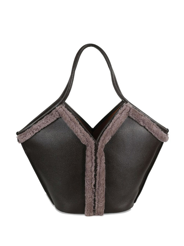 Hereu Shearling-trimmed Tote Bag