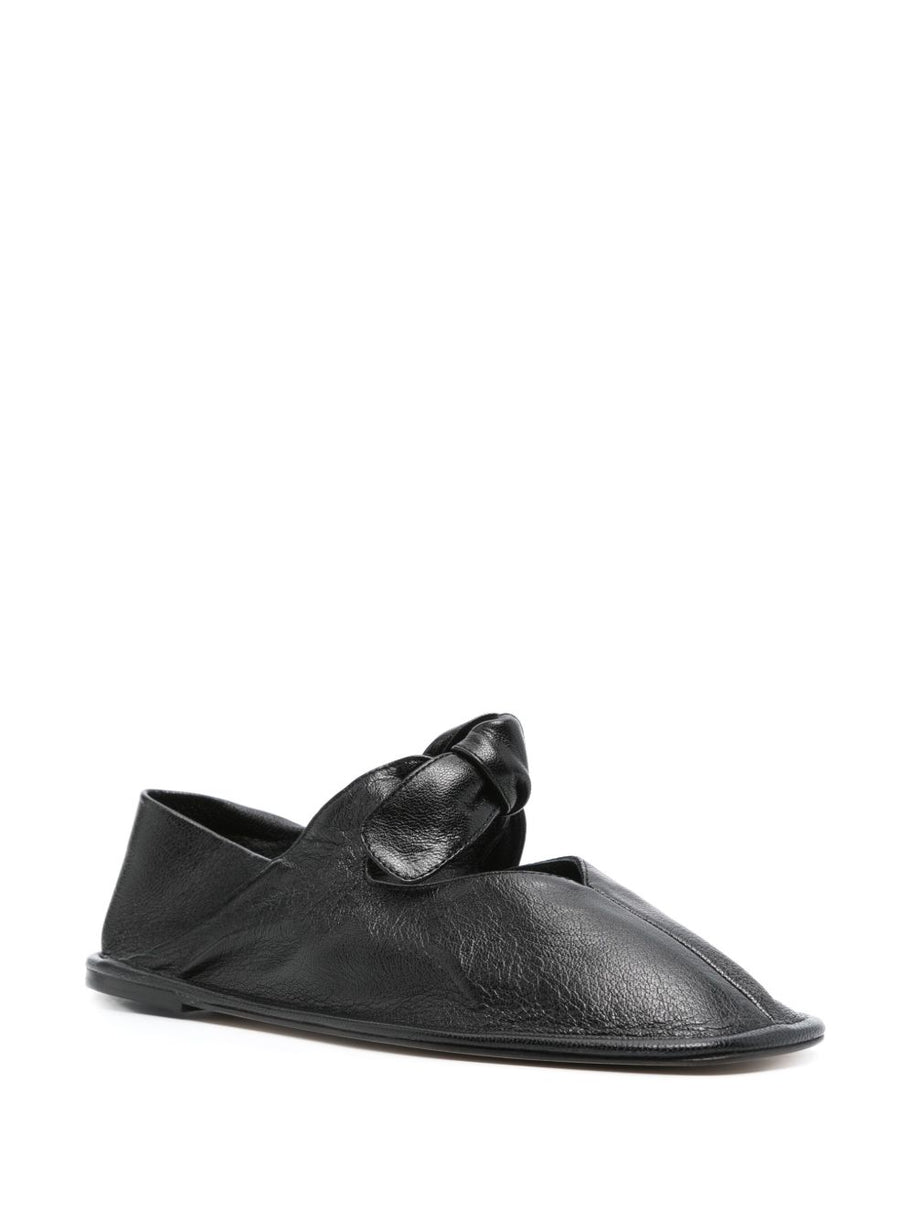 HEREU Llasada Leather Ballet Flats - Black