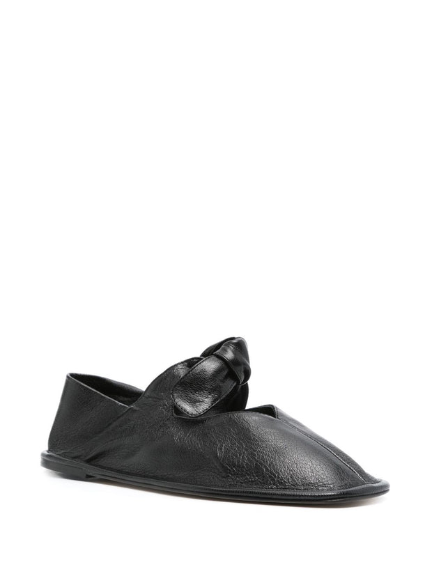 HEREU Llasada Leather Ballet Flats - Black