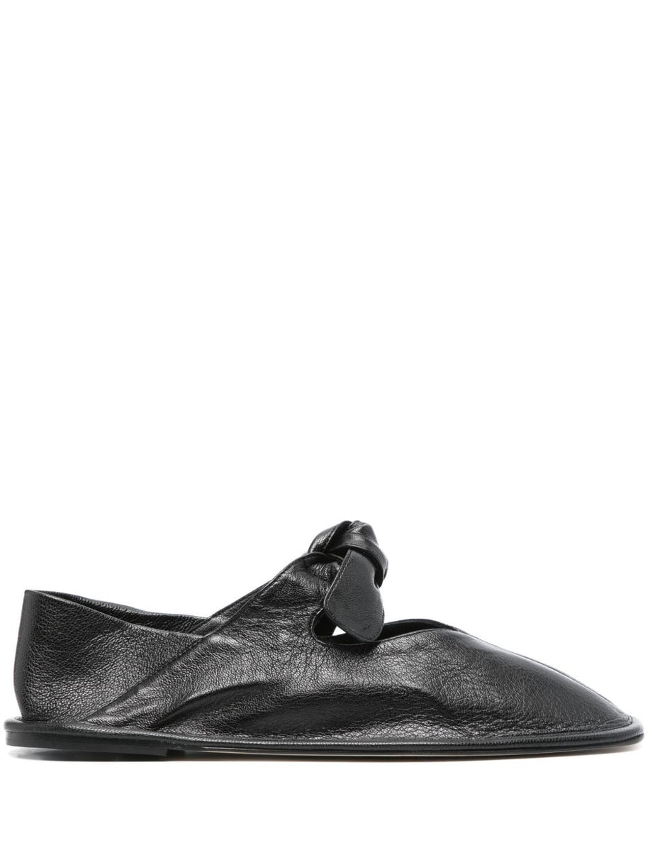 HEREU Llasada Leather Ballet Flats - Black