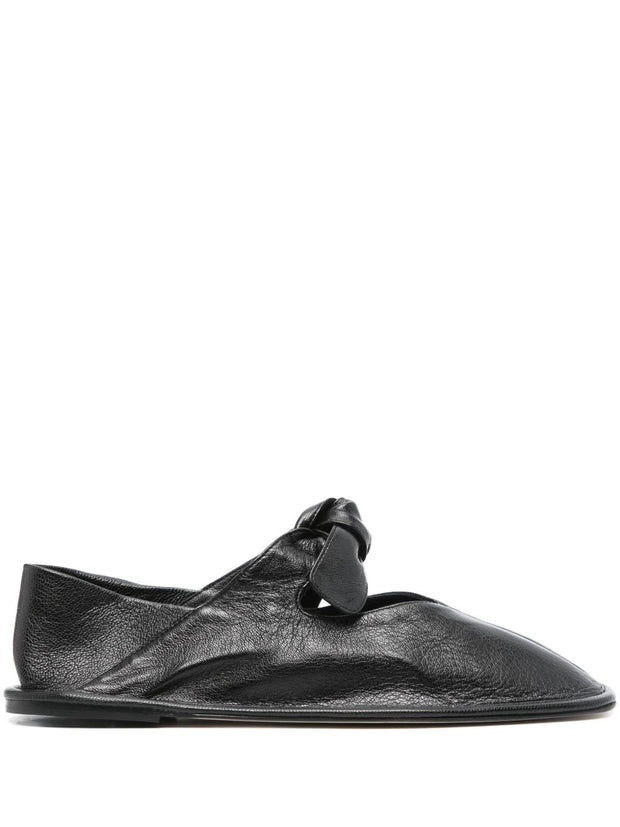 HEREU Llasada Leather Ballet Flats - Black