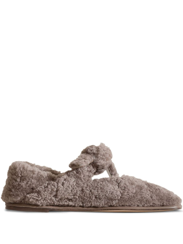HEREU Llasada Shearling Ballet Flats - Grey
