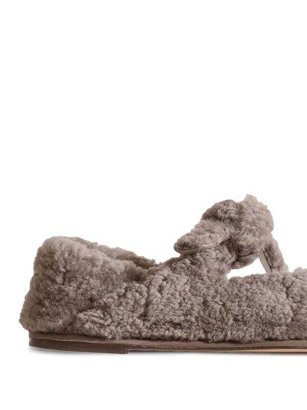 HEREU Llasada Shearling Ballet Flats - Grey