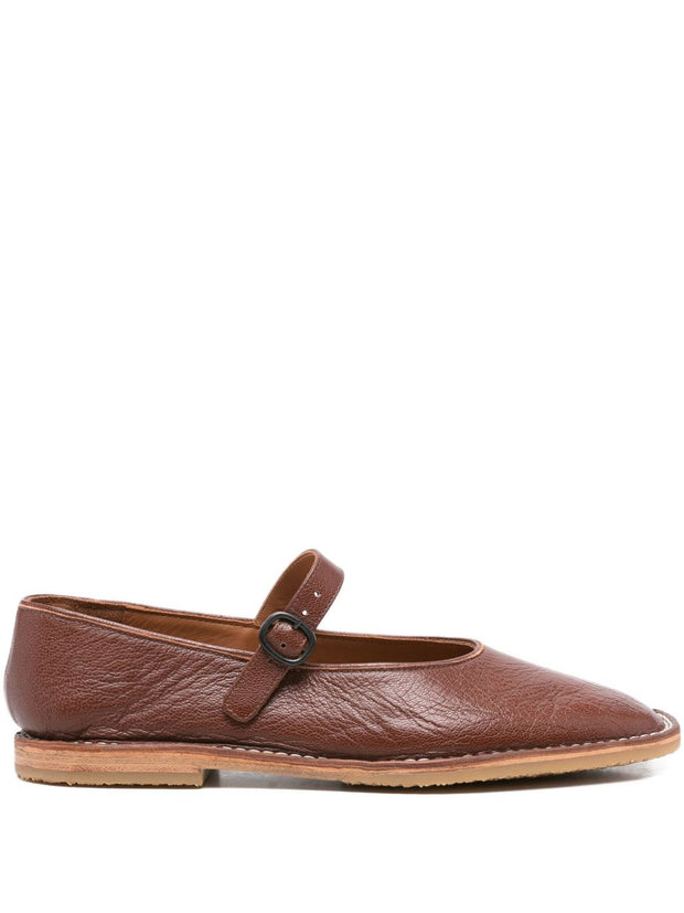 HEREU Brava Leather Ballet Flats - Brown