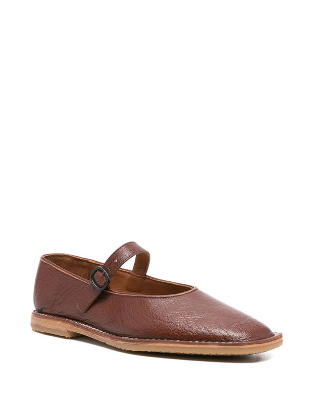 HEREU Brava Leather Ballet Flats - Brown
