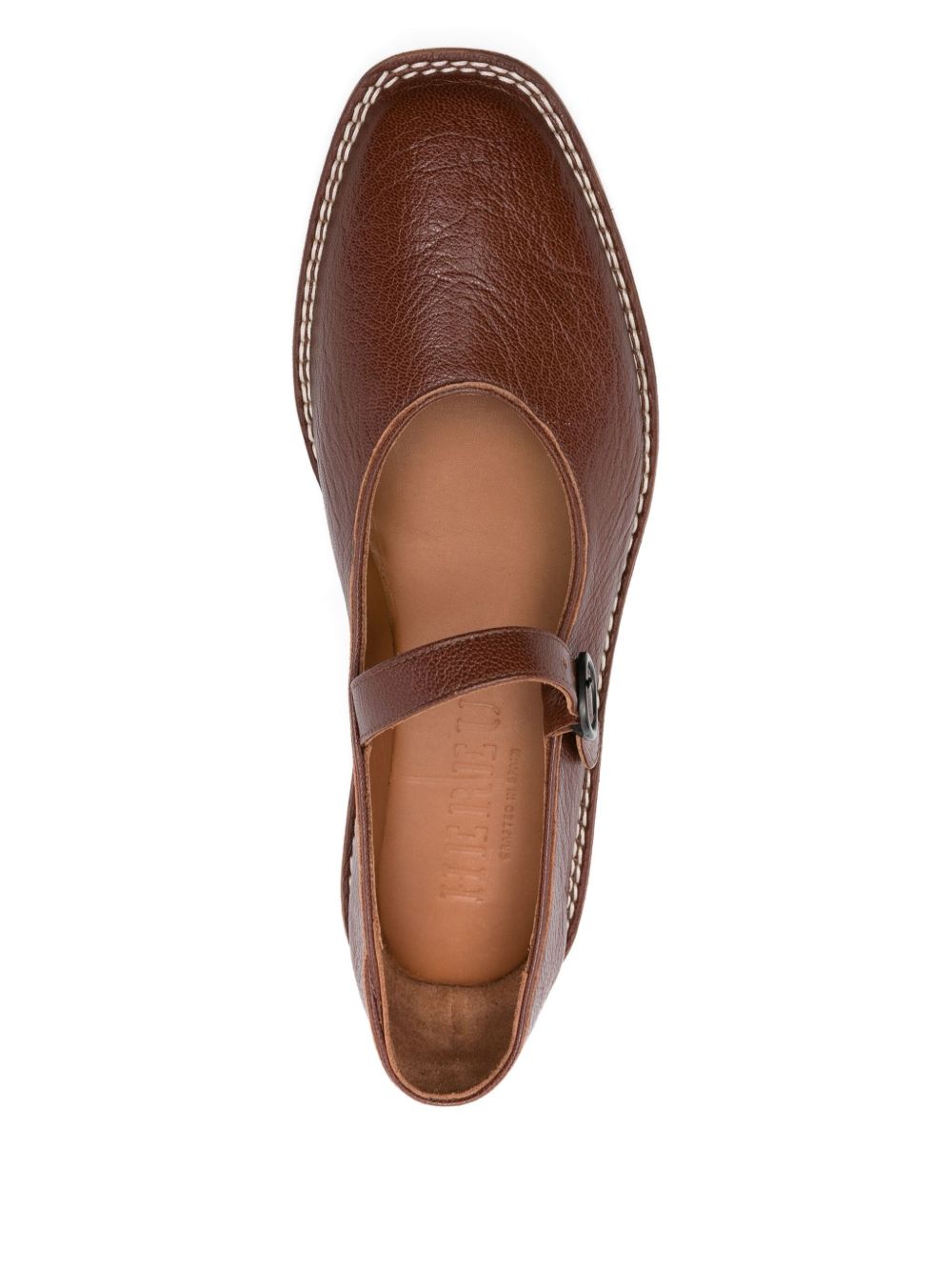 HEREU Brava Leather Ballet Flats - Brown
