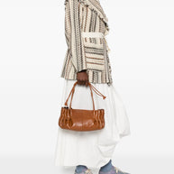 HEREU Arta Medium Leather Shoulder Bag - Leather Brown