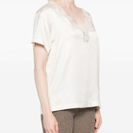 ERMANNO FIRENZE Lace Detail Top - Beige