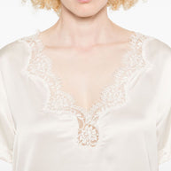 ERMANNO FIRENZE Lace Detail Top - Beige
