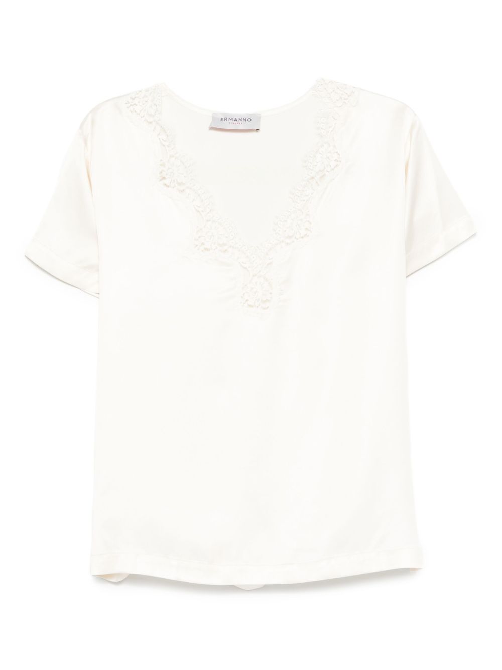 ERMANNO FIRENZE Lace Detail Top - Beige