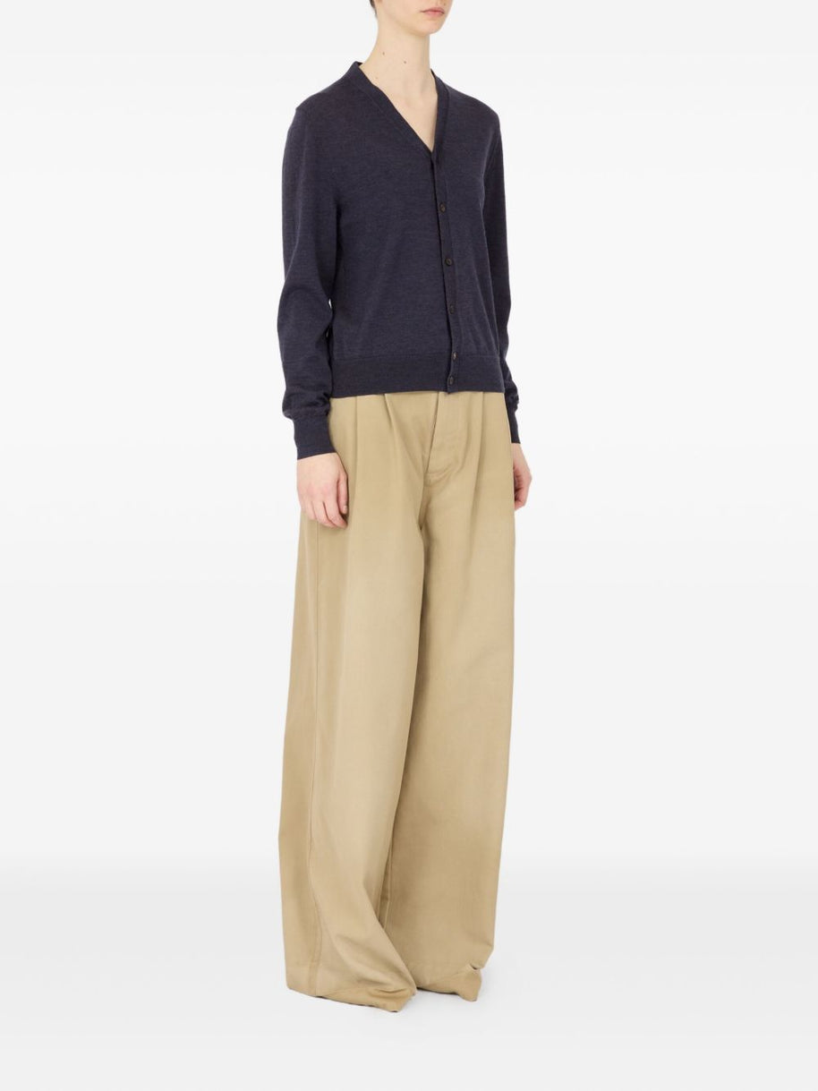 Maison Margiela Wool V-necked Cardigan - Blue