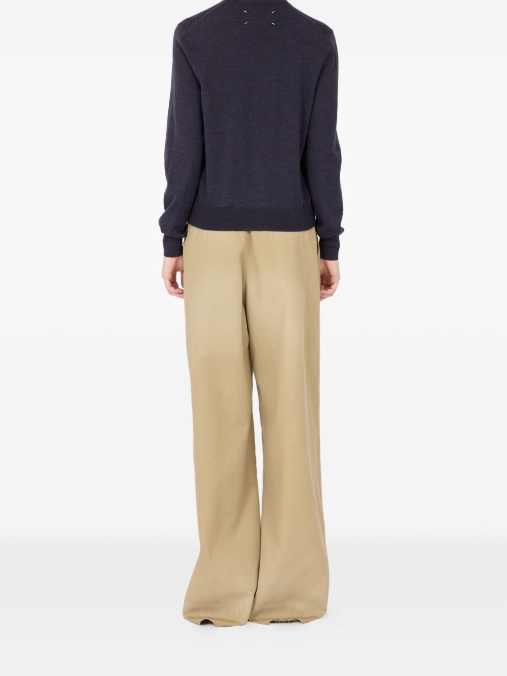 Maison Margiela Wool V-necked Cardigan - Blue