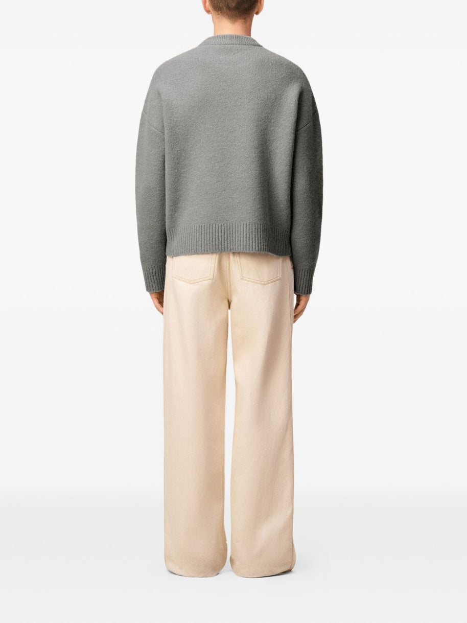 Ami Paris Ami De Coeur Wool Sweater - Grey