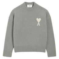 Ami Paris Ami De Coeur Wool Sweater - Grey