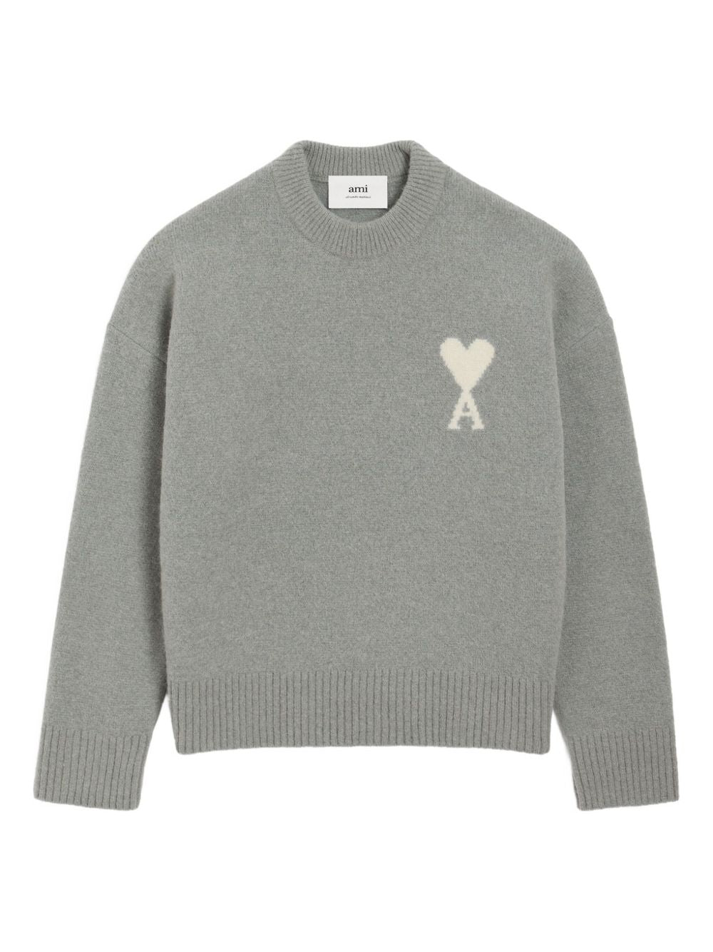 Ami Paris Ami De Coeur Wool Sweater - Grey
