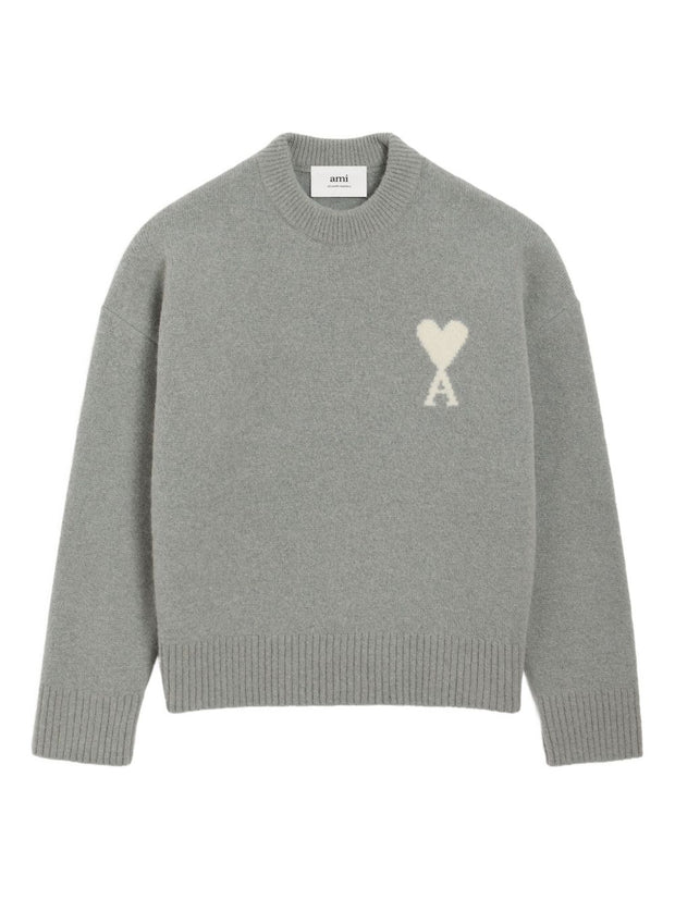 Ami Paris Ami De Coeur Wool Sweater - Grey