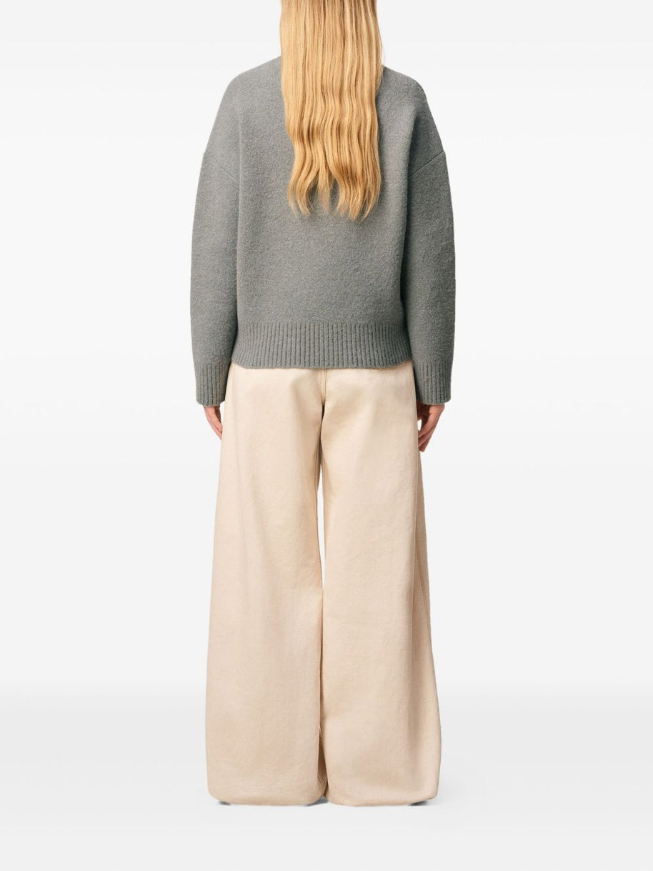 Ami Paris Ami De Coeur Wool Sweater - Grey