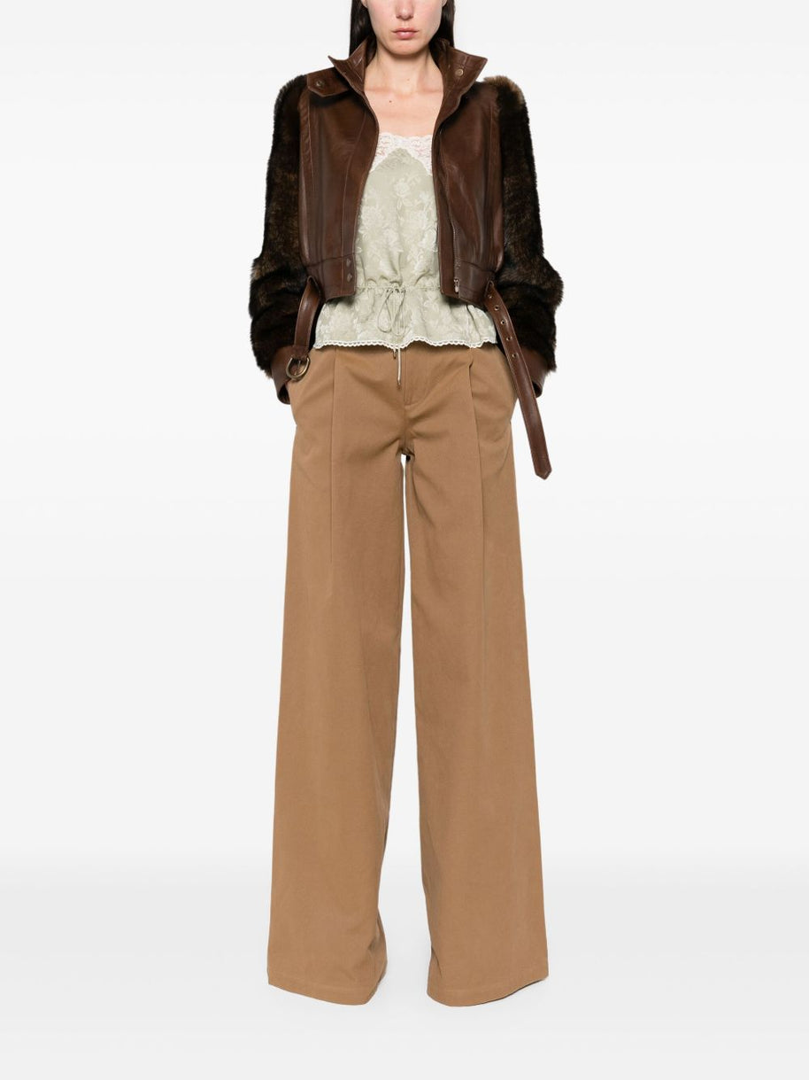 Chloé Chloè Faux Fur And Leather Jacket Brown