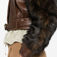 Chloé Chloè Faux Fur And Leather Jacket Brown