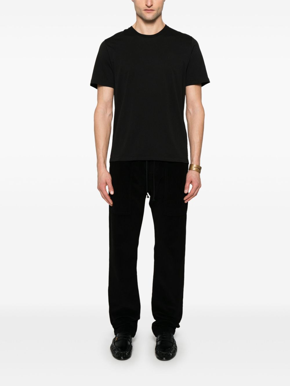 Saint Laurent Logo Cotton T-shirt - Black