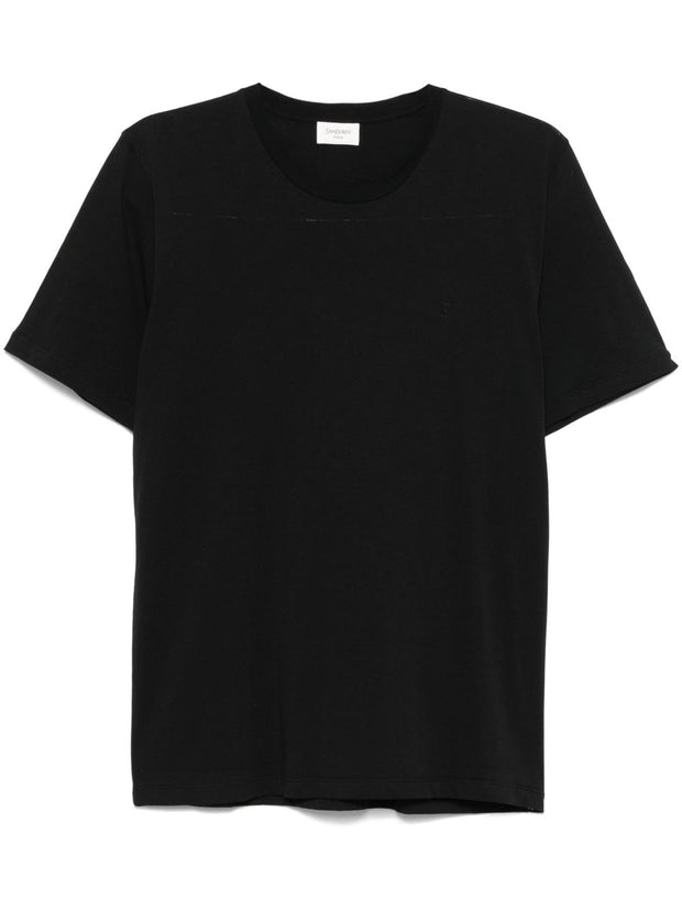 Saint Laurent Logo Cotton T-shirt - Black