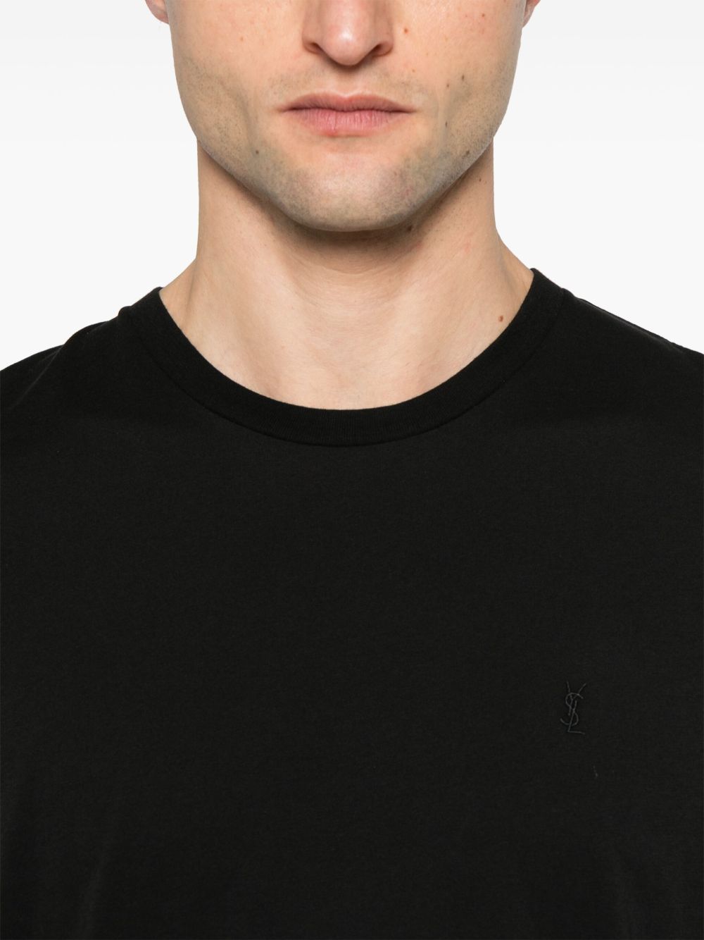 Saint Laurent Logo Cotton T-shirt - Black