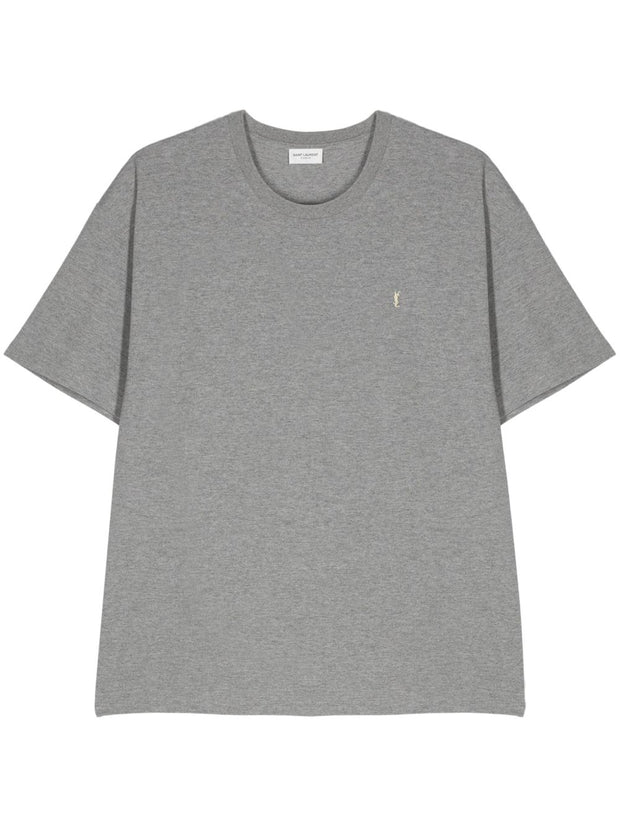 Saint Laurent Logo Cotton Blend T-shirt - Grey