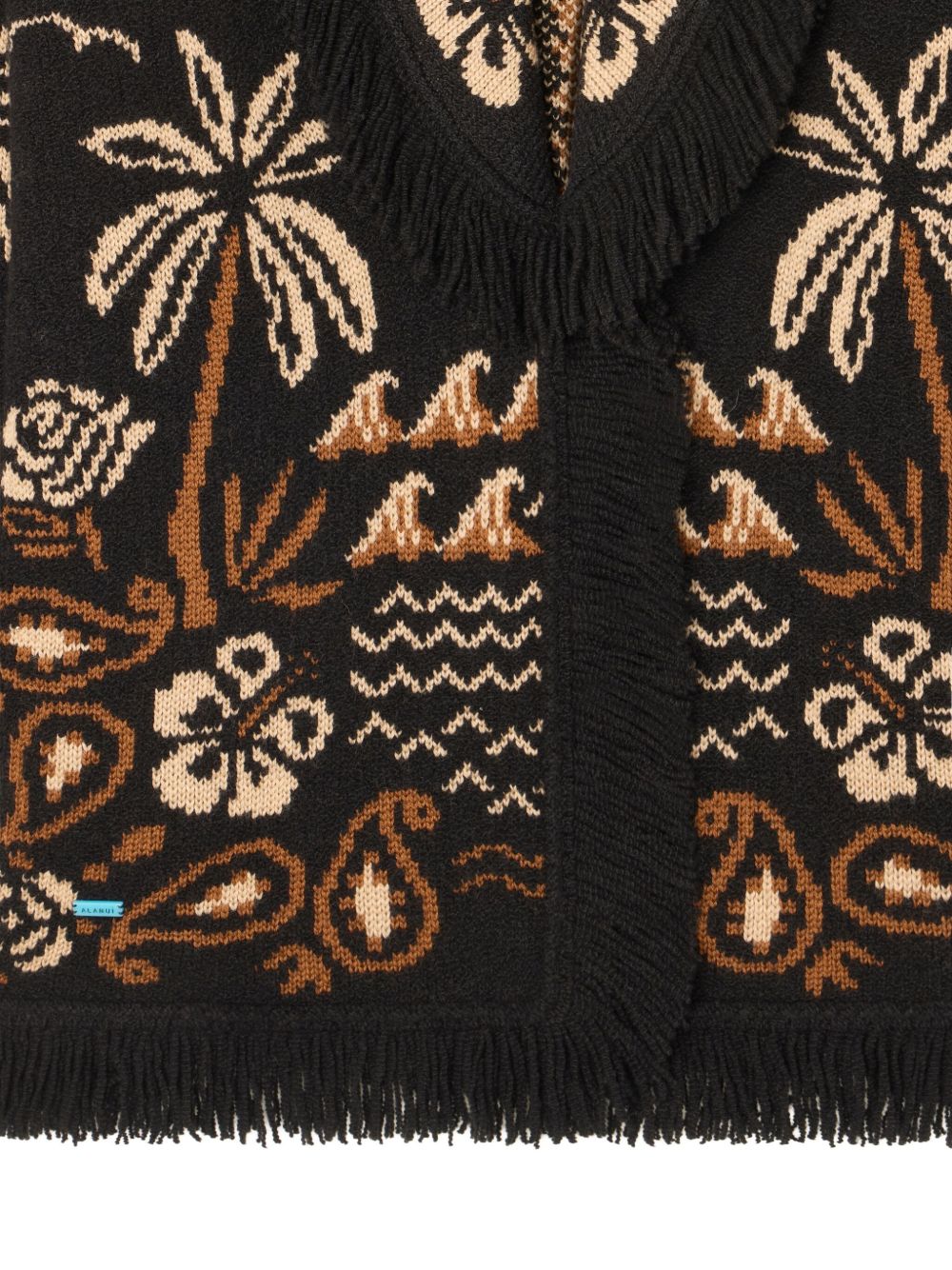 Alanui Glimpse Of Eden Wool And Cashmere Cardigan - Black