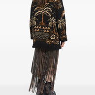 Alanui Glimpse Of Eden Wool And Cashmere Cardigan - Black