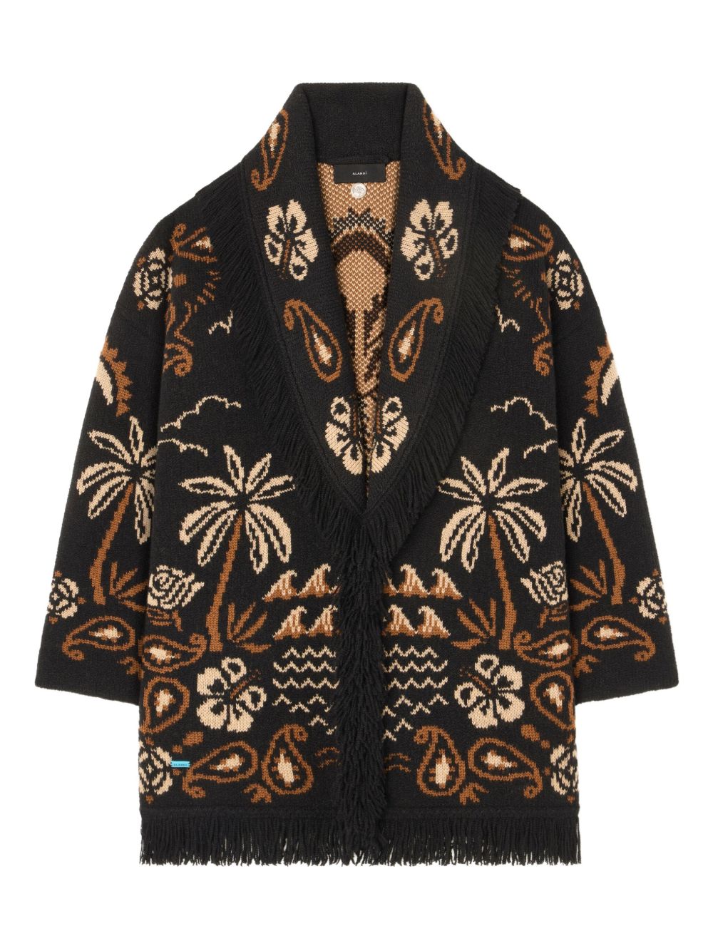 Alanui Glimpse Of Eden Wool And Cashmere Cardigan - Black