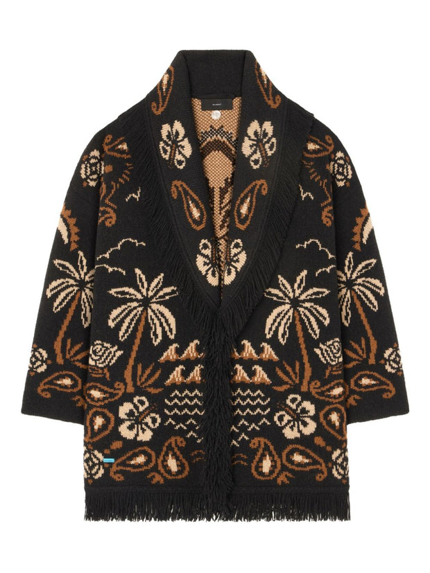 Alanui Glimpse Of Eden Wool And Cashmere Cardigan - Black