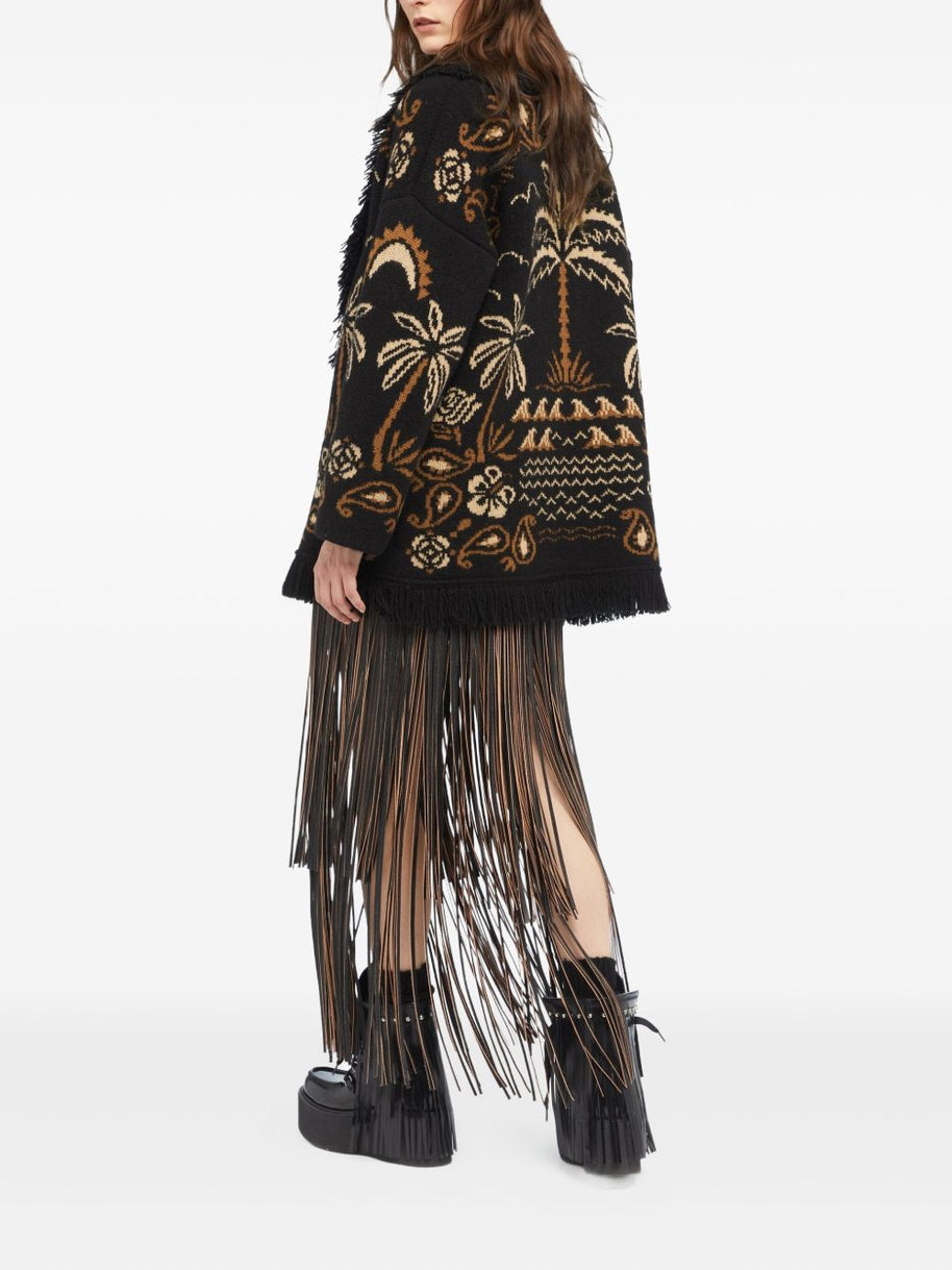 Alanui Glimpse Of Eden Wool And Cashmere Cardigan - Black
