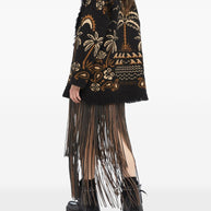 Alanui Glimpse Of Eden Wool And Cashmere Cardigan - Black